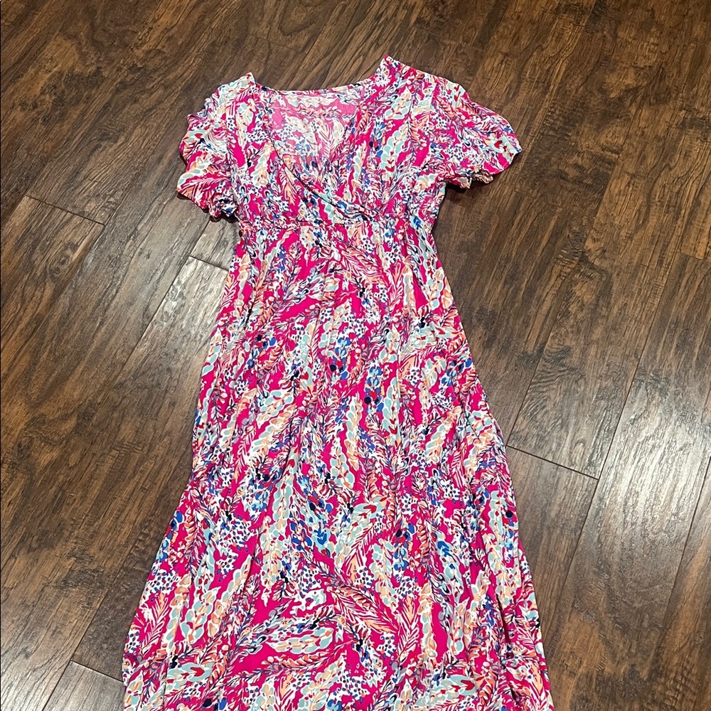 Vibrant Pink and Blue Floral Dress